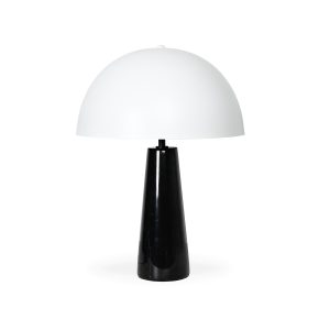 Mila Table Lamp – Black Marble – White Shade
