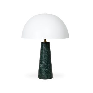 Mila Table Lamp – Green Marble – White Shade