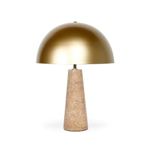 Mila Table Lamp – Sandstone – Gold Shade