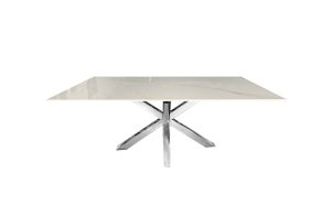 Miles Silver With White Marble Dining Table – 90cm x 180cm