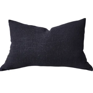 Olga Linen Cotton Cushion 40x60cm Lumbar - Black