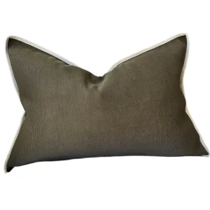 Reine Heavyweight Linen Cushion 40x60cm Lumbar - Army Green