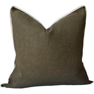 Reine Heavyweight Linen Cushion 55cm Square - Army Green