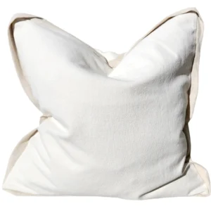 Reine Linen Cushion 55cm Square - White with Natural Border