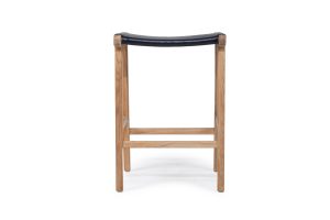 Pasadena Leather Saddle Stool – Black – Flat