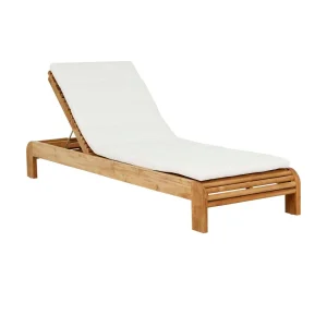 Banksia Sunbed - White - Natural Teak
