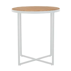 Cali Cross Bar Table - Natural Teak - White