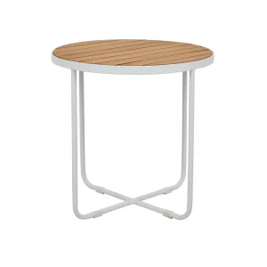 Cali Cross Side Table - Natural Teak - White