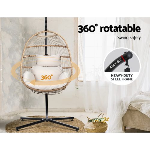 Hanging pod chair with stand