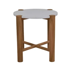 Isla Side Table - White Speckle - Natural Teak