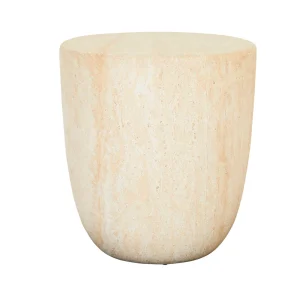 Lucia Sphere Side Table - Faux Natural Travertine