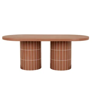 Seville Tile Oval Dining Table - Burnt Sienna Tile - Burnt Sienna