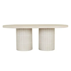 Seville Tile Oval Dining Table - Pearl White - Matt Pearl White