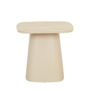 Valencia Curve Side Table - Faux Travertine - Beige