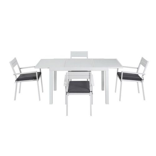 white aluminum dining set